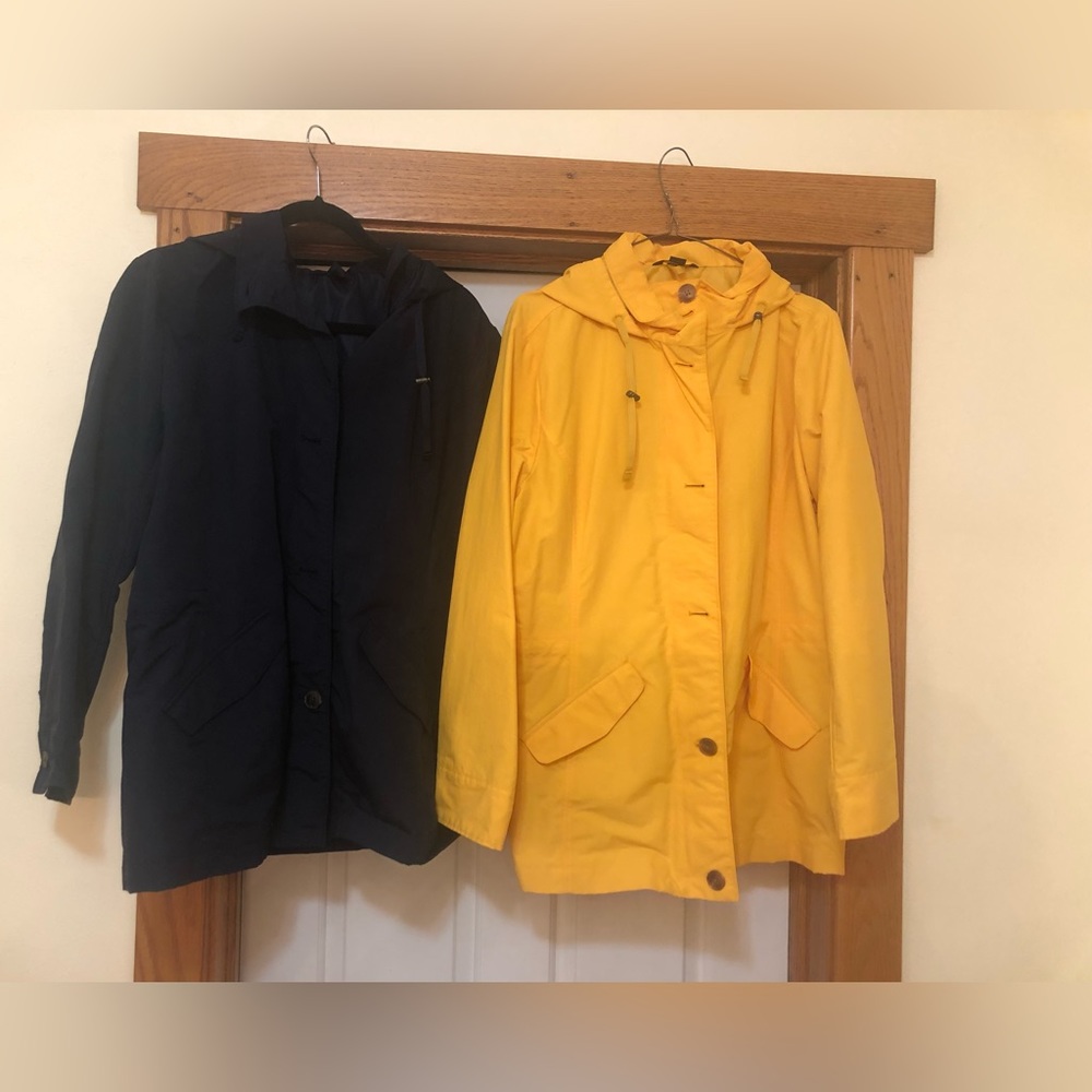 Lands End Rain jacket bundle, yellow and navy blue, Large (14/16).